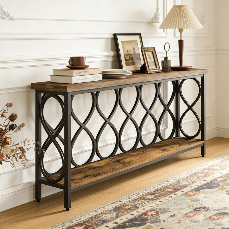 Industrial Console Table 2-Tier Entryway Accent Table