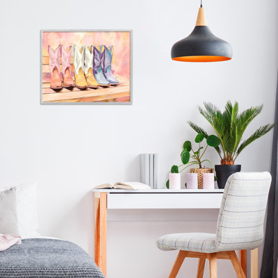 Painted Boots Trio Framed Giclee, design by Kim Allen