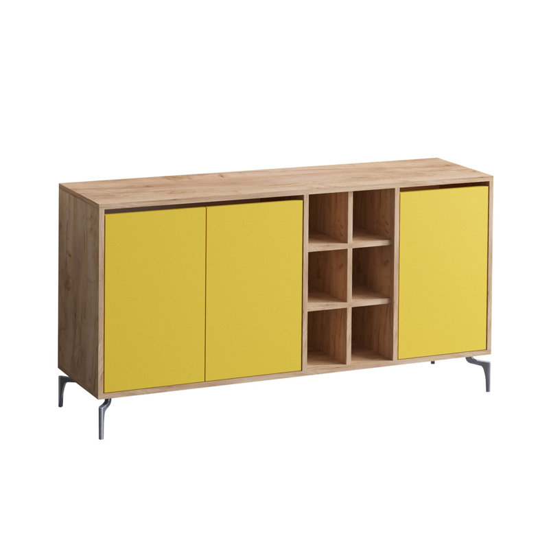 Dracen 140cm Console Table, Brown/Yellow, 94 H x 140 W x 40 D cm