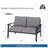48" All-Weather Metal Loveseat 2 Seats Couch Sofa With Gray Cushions With Black Frame-1336993780