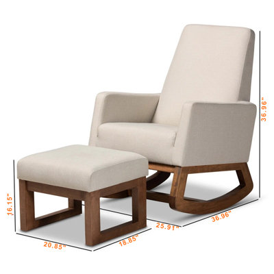 Osprey Rocking Chair with Ottoman in Beige Upholstery, 36.96" H X 25.91" W X 36.96" D