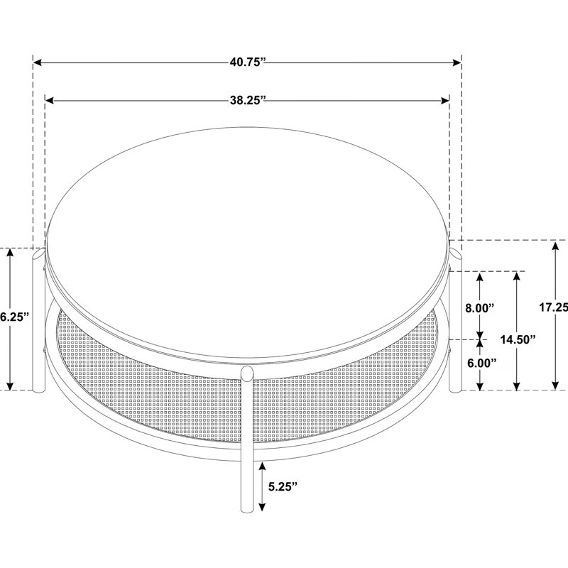 Table basse ronde avec bois d'hévéa, placage de frêne blanc, finition noire et tablette de rangement pour l'organisation dans les salons