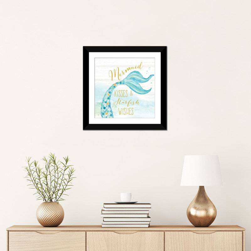 «Mermaid Tale II», impression sur toile, H 16 po x l 16 po x P 1 po, Papier beaux-arts encadré noir