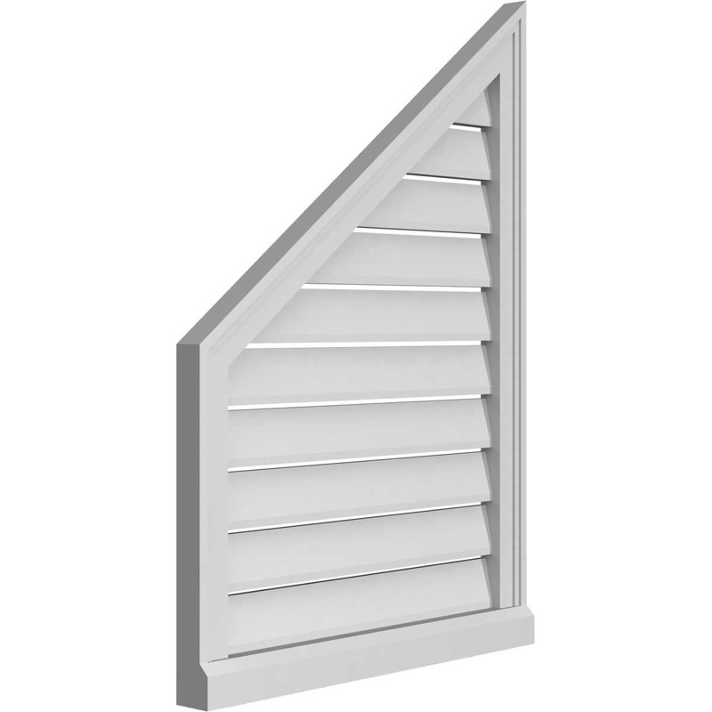 Half Peaked Left Surface Mount Signature Urethane Functional Gable Vent 9/12 Pitch Primed Tan, 34" H x 24" W x 2" D