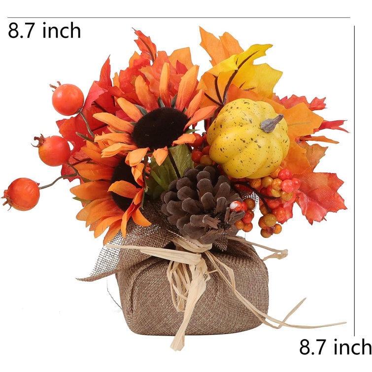 Artificial Fall Floral Picks For Diy Home Decor, Orange Foam Flower Picks  With Sunflower, Pine Cone, Pumpkin, Berry And Maple Leaf For Thanksgiving