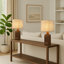 Lampe de table campagnarde en bois massif naturel avec abat-jour en tissu beige Farmhouse Traditional