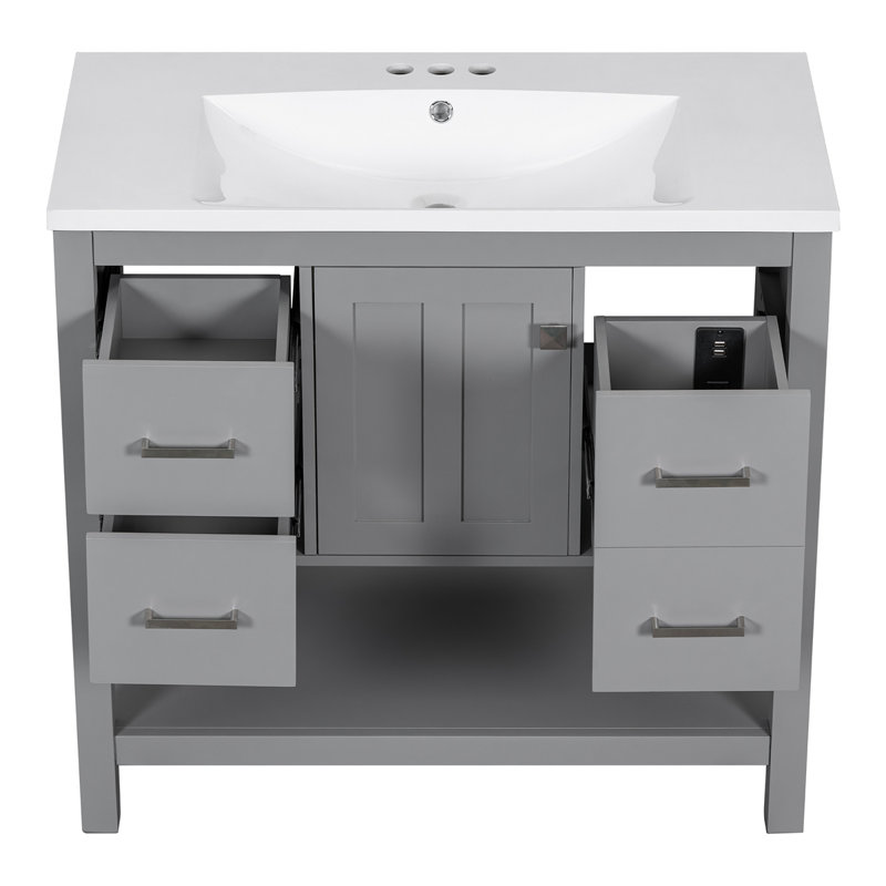 Ensemble de meuble-lavabo moderne 36 "avec USB, Gris