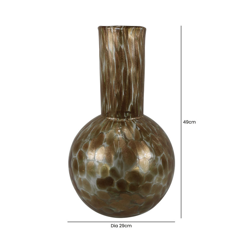 Luxury Handmade Vase for the Living Room, Modern Glass Vase Decor, Gold