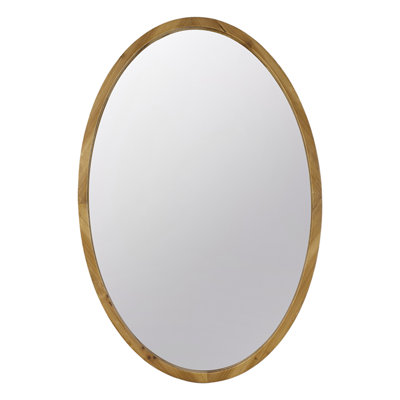 28" Round Wood Mirror