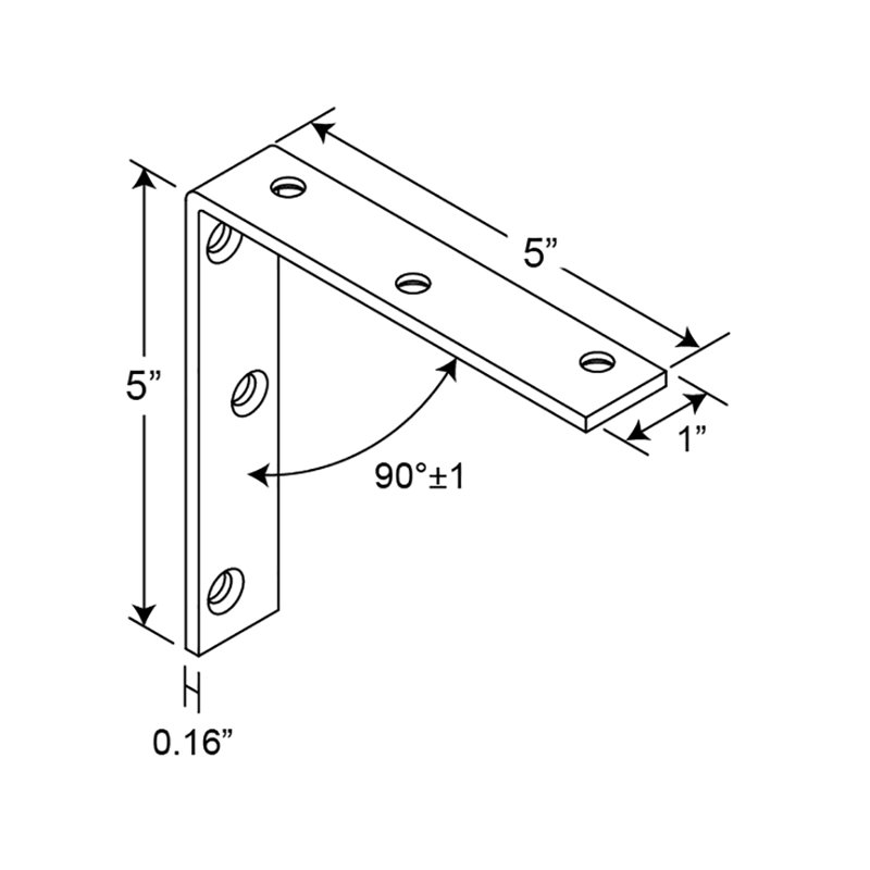 Support de coin Prime-Line, fabrication en acier, angle en L, Zinc, H 8,45 po x l 5,65 po x P 1,15 po