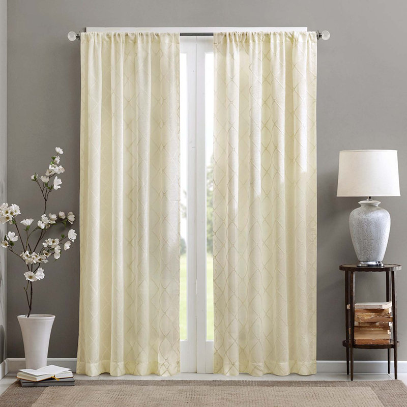 Panneau de rideau transparent Diamond (seulement 1 panneau PC), Ivoire, L 50 po x L 95 po