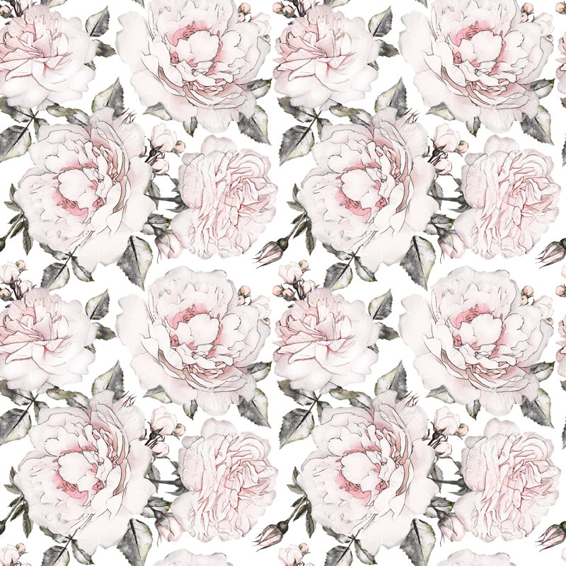 Panneau mural 4 pièces pivoines Knightsen, L 8,33 pi x l 100 po