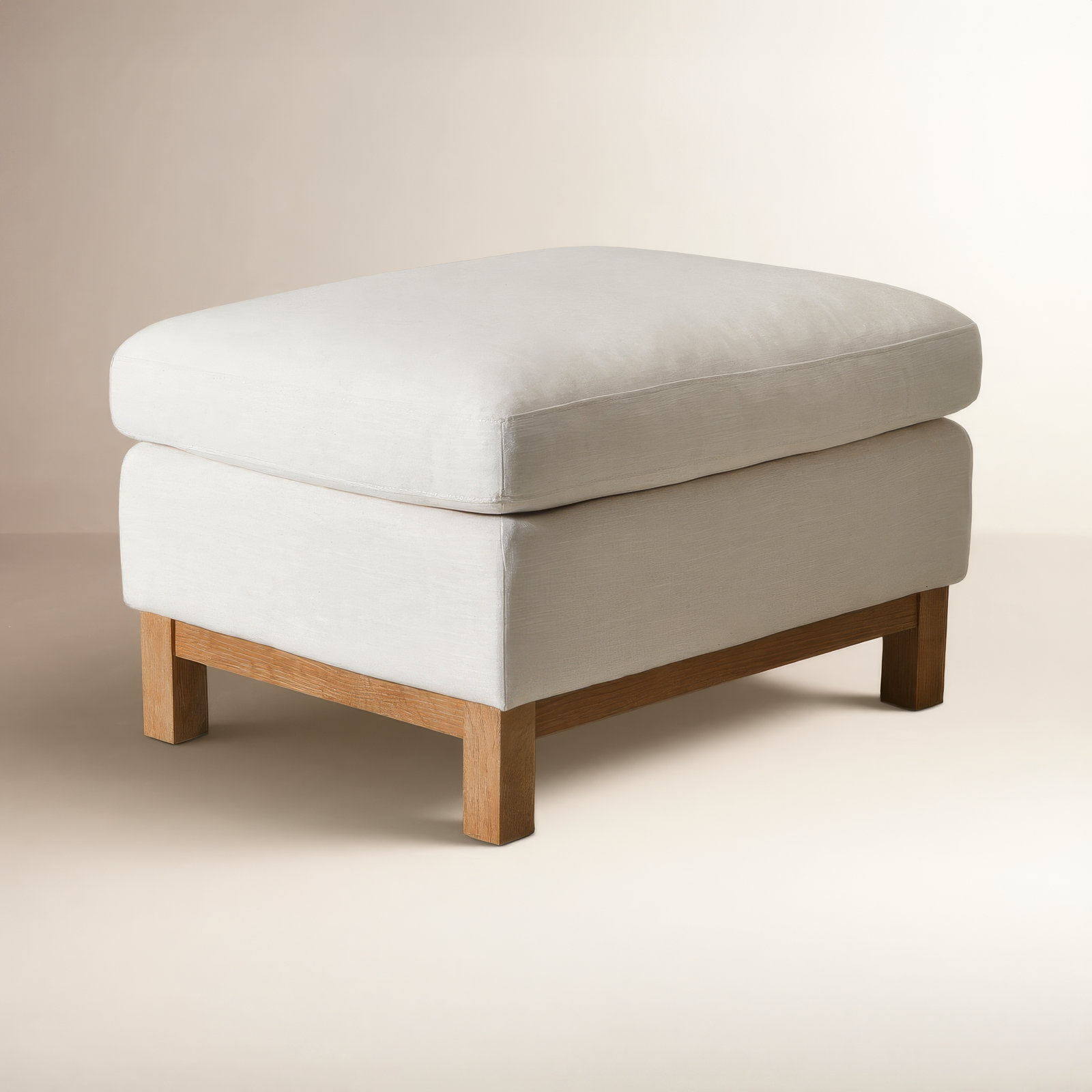 Cami 30" Upholstered Ottoman, Cloud Linen Blend