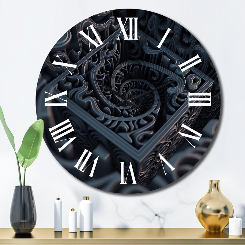 À travers le trou du lapin - Labyrinthe bleu - Horloge murale moderne géométrique, Grand
