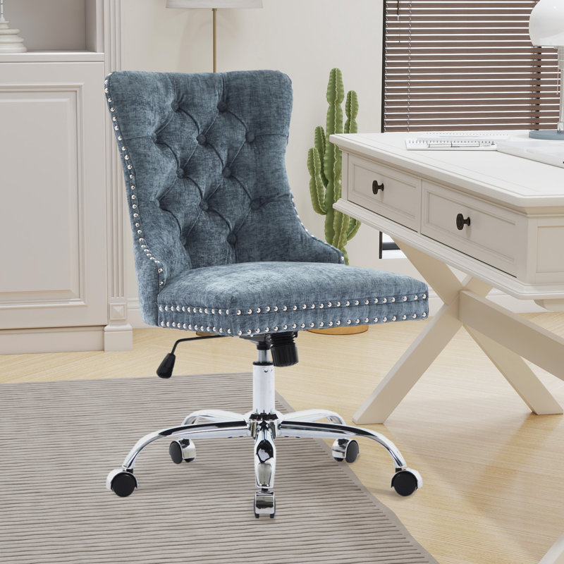 Chaise de bureau en chenille, Bleu clair