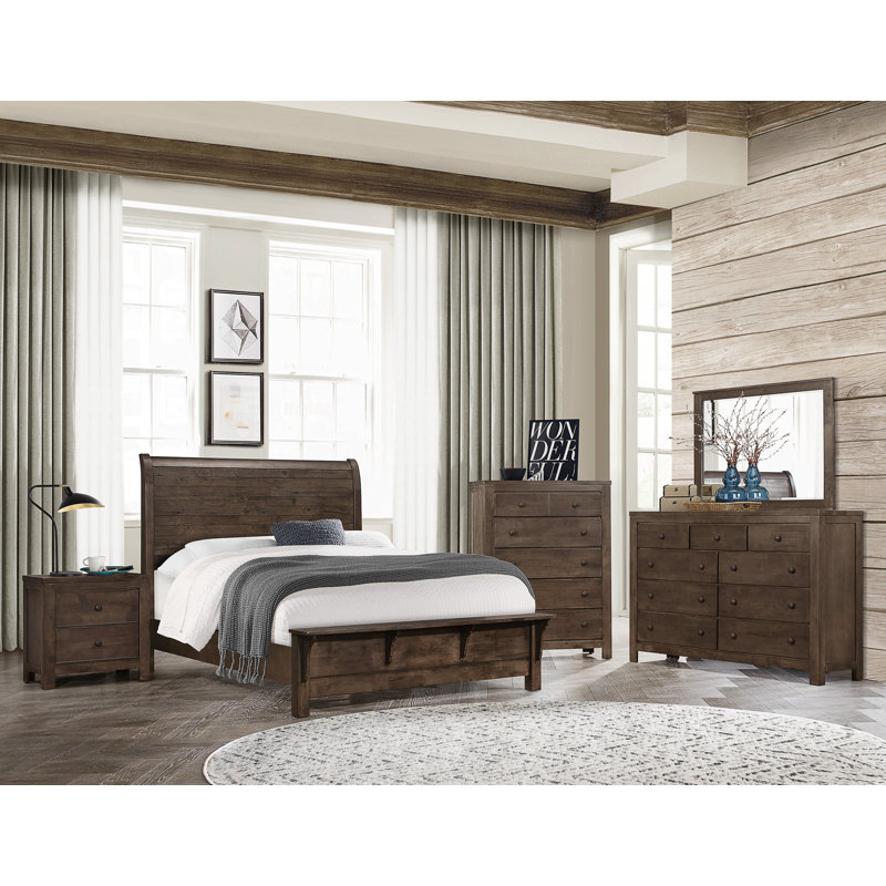 Ensemble de chambre à coucher configurable standard en bois massif 5 pièces Geohagan