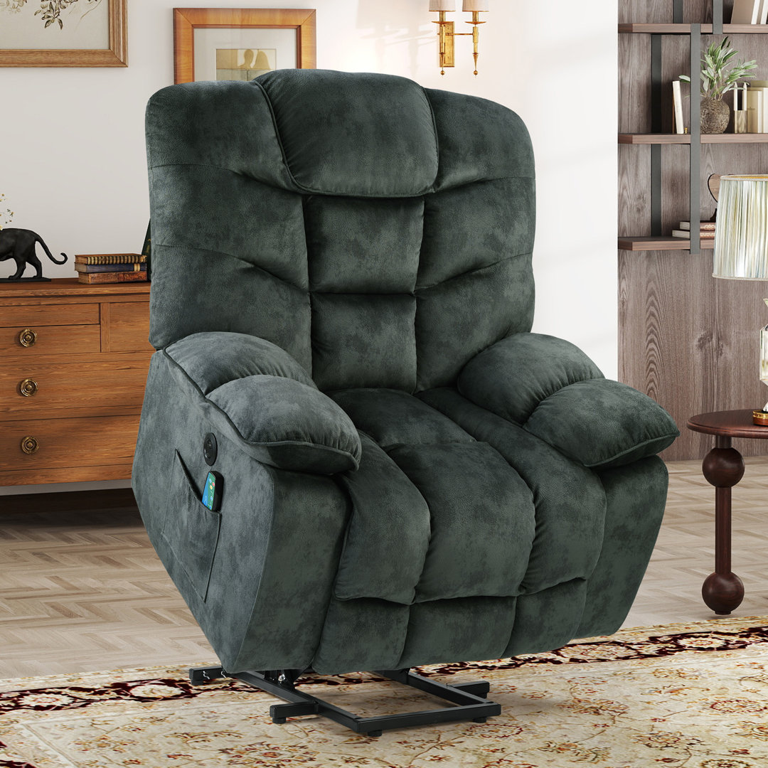 Naimah 43.3'' Wide Power Lift Assist Recliner with Heat, Massage & USB/Type-C Ports – Microfiber Upholstery Latitude Run® Upholstery 
