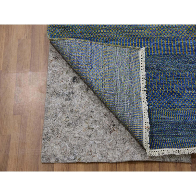 Tapis de couloir XL en laine noué à la main 2 pi 5 po x 20 pi Aegean Blue Grass 0537D69C4AF74551822843D65C6625F1