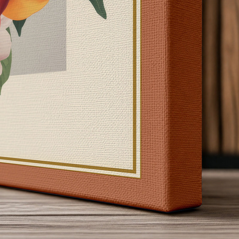 Peach Blossom Study Botanical - Wrapped Canvas, 24x16 - 61.0 x 40.6 cm, Terracotta Border