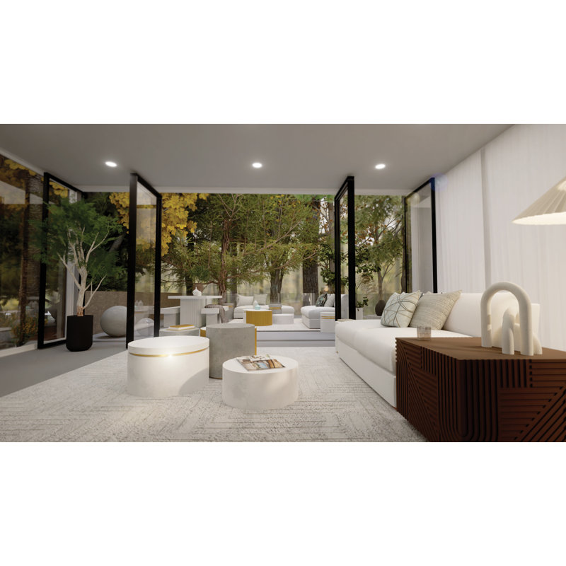 Perpetual Outdoor Round Side Table, Slate Gray/Gold