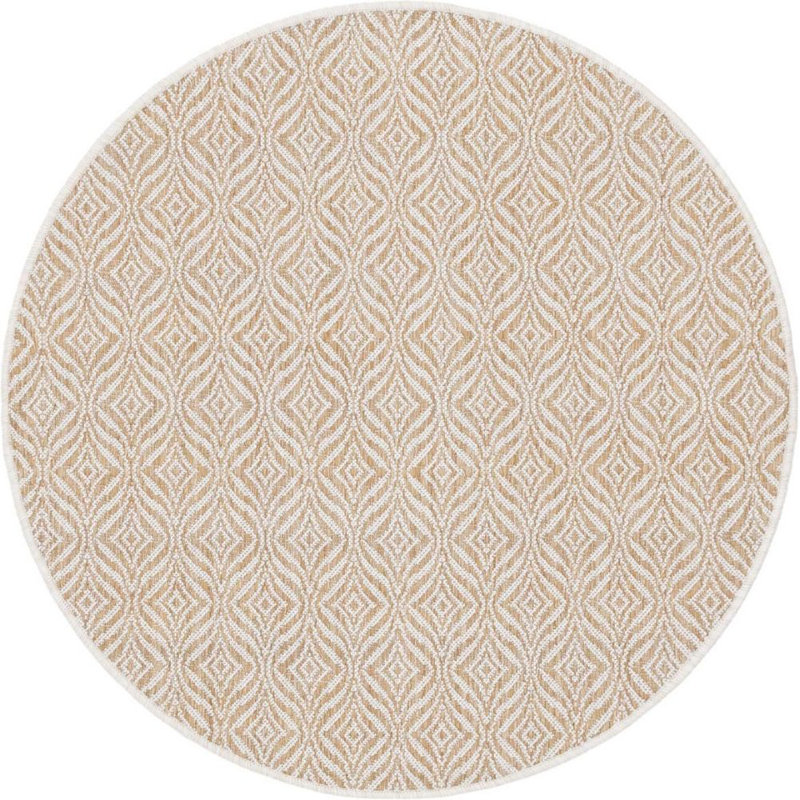 Outdoor Preen Area Rug Beige Color, Round 4'
