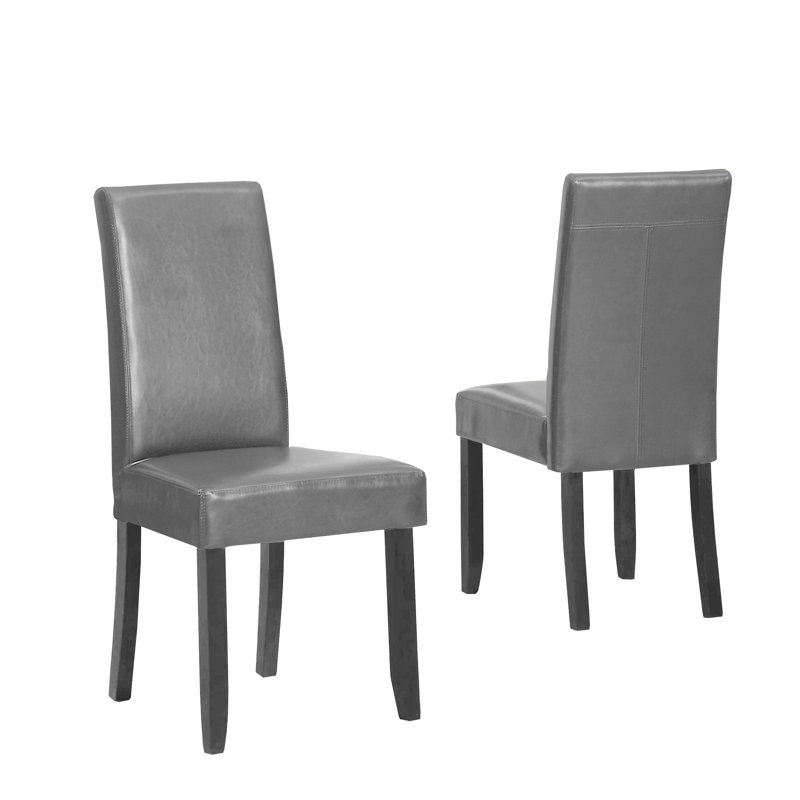Chaises de salle à manger en similicuir (ensemble de 2), chaises d'appoint rembourrées avec pieds en bois, chaises de cuisine modernes, gris