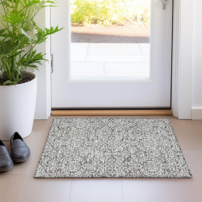 Premium Machine Washable Prisco Taupe Rug, Rectangle 1'8" x 2'6"