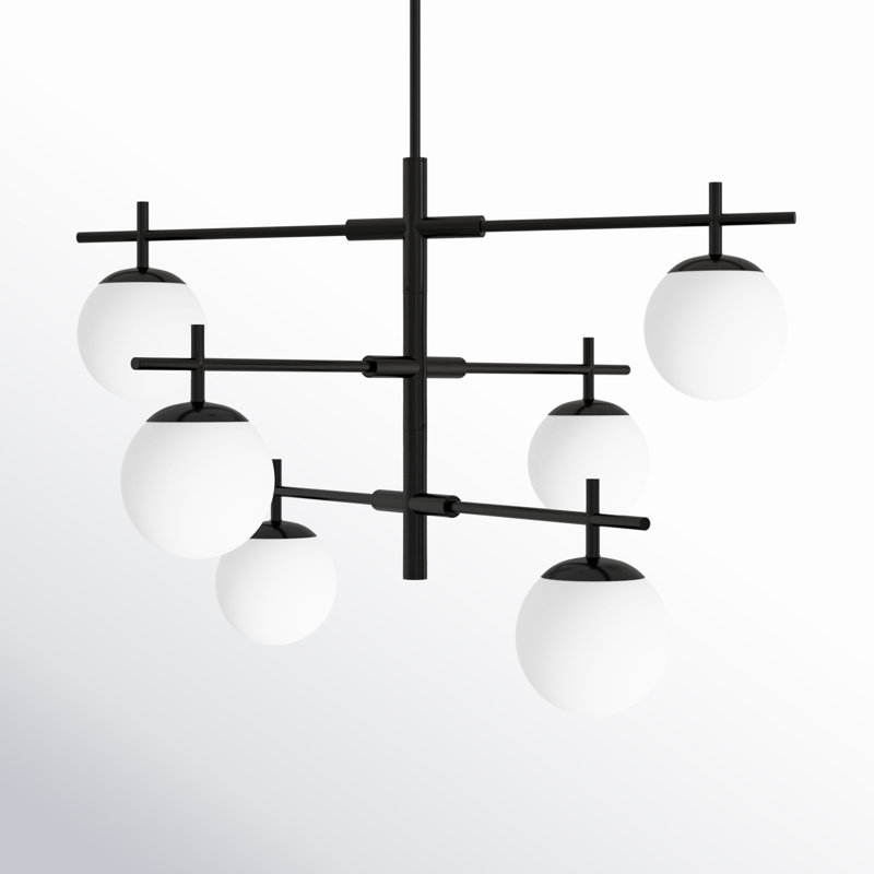Lustre linéaire moderne à 6 lumières à intensité variable Dolly, Noir mat