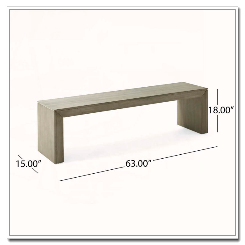 Banc de salle à manger en bois, Gris + taupe1, 63 pouces