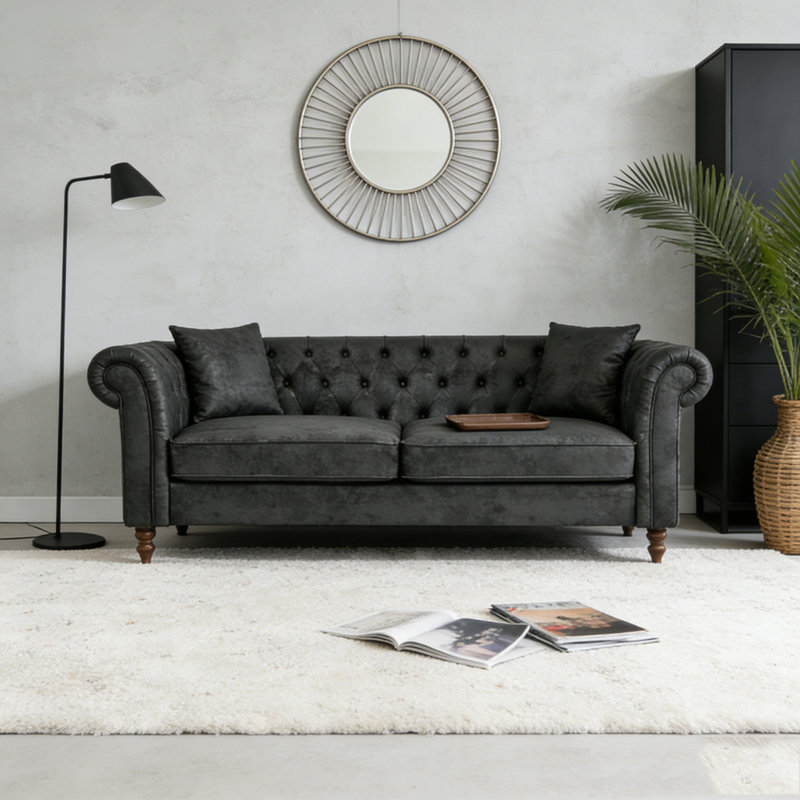 83"Chesterfield ‌tech Fabric Sofa