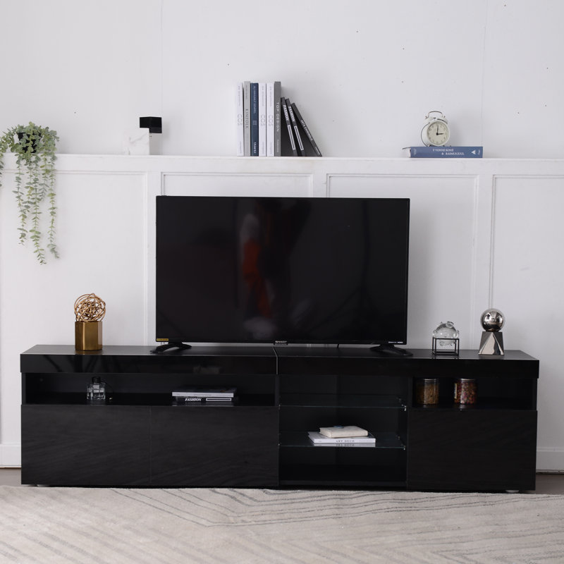Meuble télé 70,8 po Calidora avec éclairage DEL USB et façade ultrabrillante Calidora