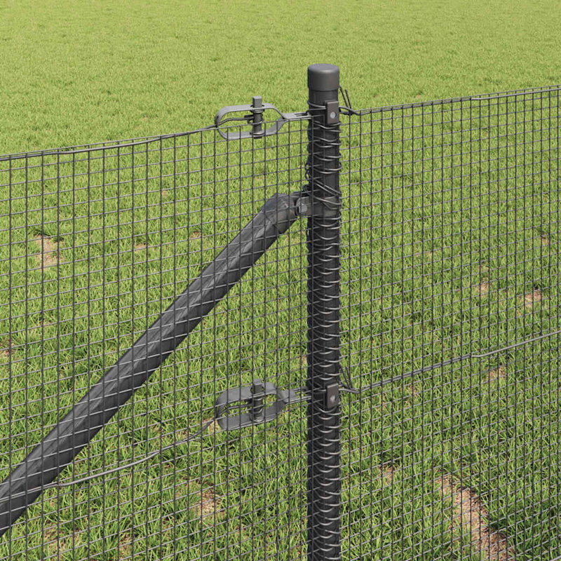 Vidaxl Fence With Posts Steel, Grey, 80cm H x 5000cm W x 3.2cm D