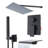 Wall Mounted Rain Shower Faucet System Set with Handheld Rotary Sprayer Head, Changeable Flow Setting Brass Rough-in Valve 12 Inch Large Shower Head Shower Panel Tower System