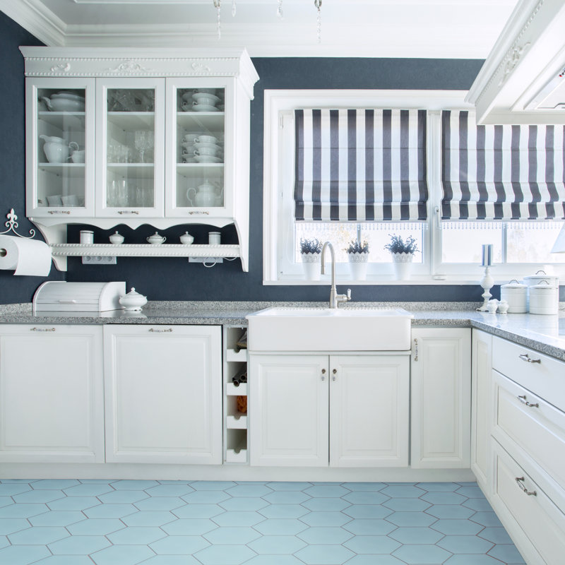 Textile Hex 9" x 10" Porcelain Wall & Floor Tile, Aqua