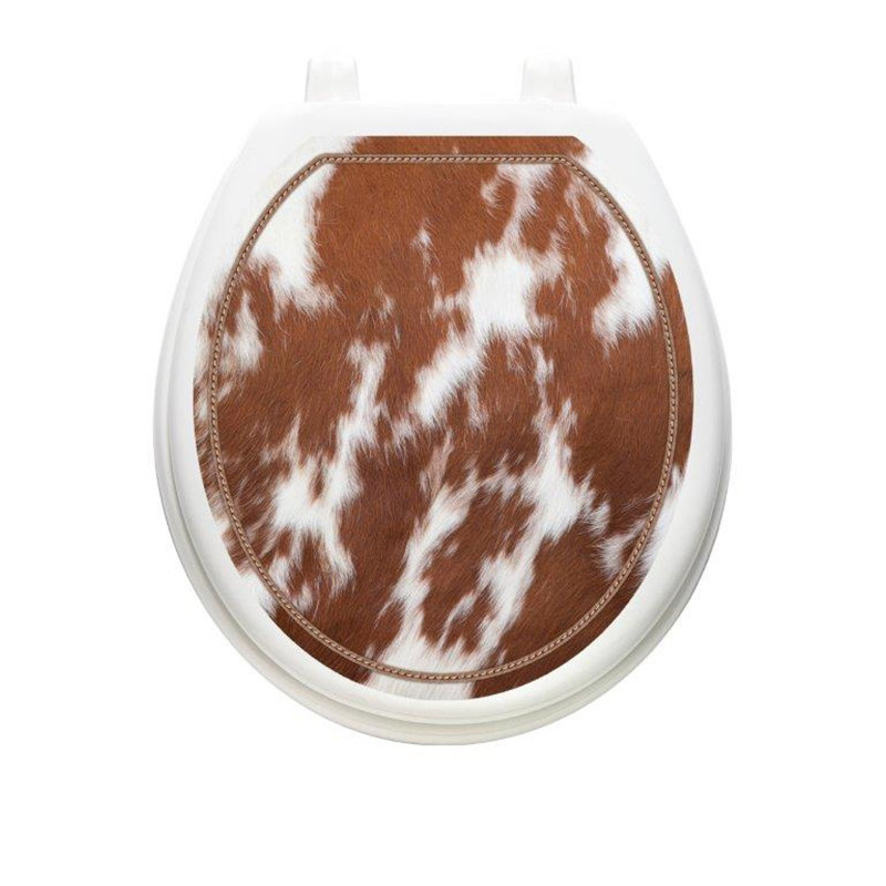 Décalcomanie de siège de toilette en cuir de vache Western, Rond