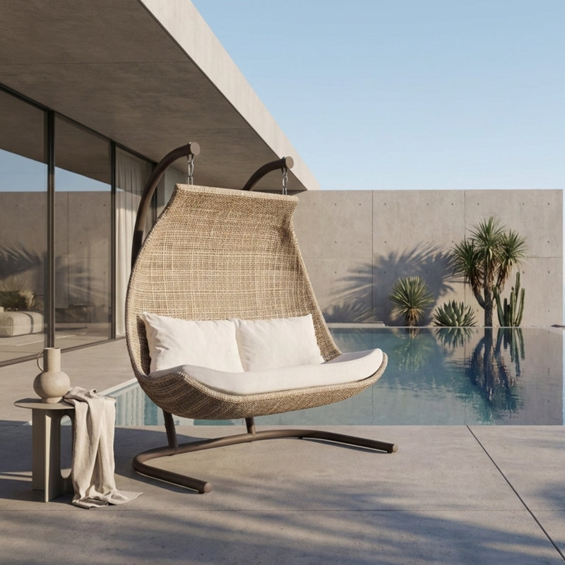 Paloma Double Egg Chair with Stand, Canvas Canvas Sunbrella® Canvas
