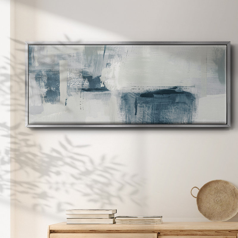 Blue Tides- Framed Canvas, 12" H x 30" W