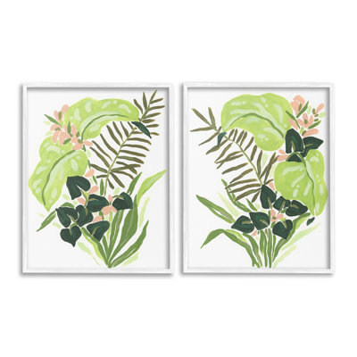 "Fleurs tropicales abstraites" par June Erica Vess, 2 pièces sur toile
