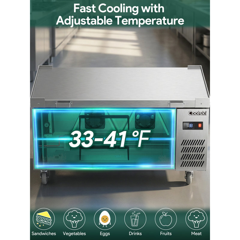 72" 5.71 Cu. Ft. Commercial Chef Base Refrigerator with 4 Drawers - Stainless Steel