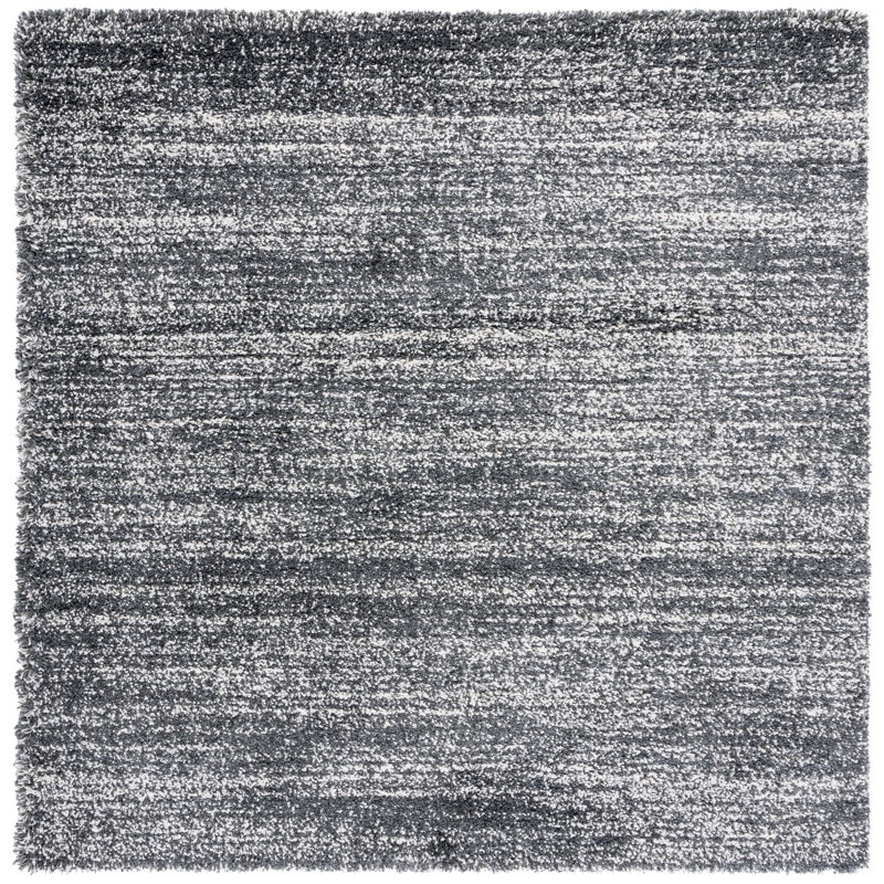 Tapis abstrait gris foncé / ivoire Arayia, Carré 7 pi