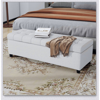 Banc de rangement rembourré avec repose-pieds avec coussin souple et beaucoup d'espace caché, peut supporter jusqu'à 300 lb pour une utilisation polyvalente