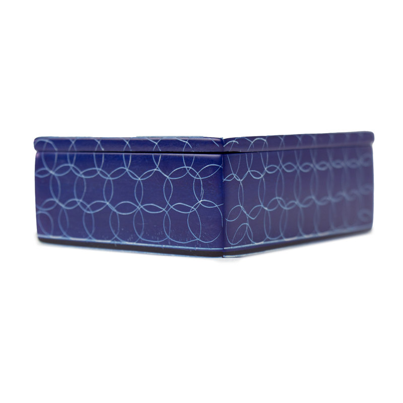 Boîte sculptée Soapstone, eau-forte tribale bleue