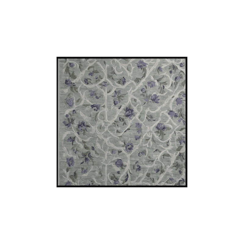 Machine Washable Gray Area Rug, Square 7'