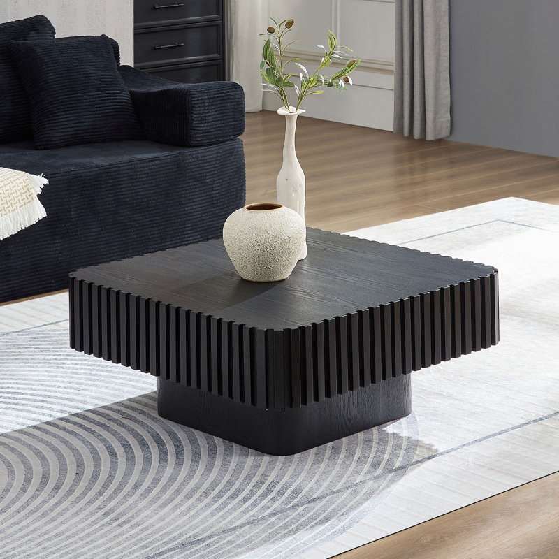Table basse carrée 31,5 pouces Handcraft, H 15,75 po x L 35,43 po x l 35,43 po, Noir