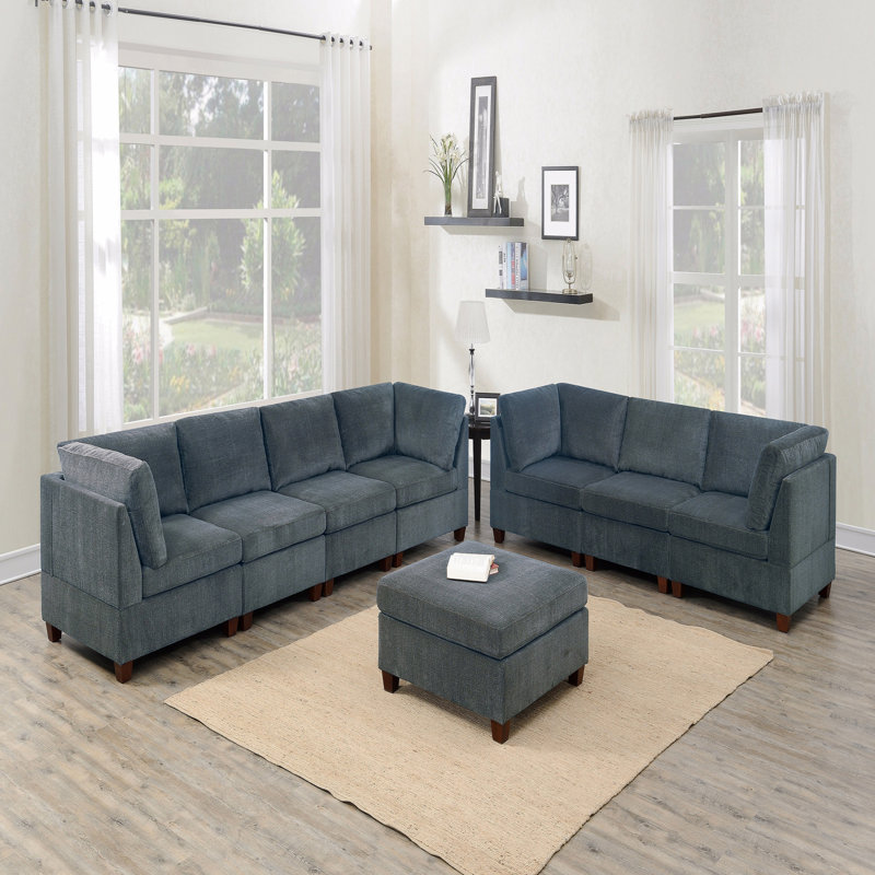 1 repose-pieds en tissu de chenille gris