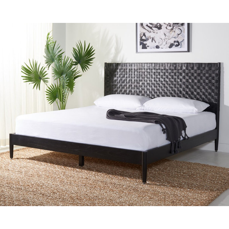 Tamita Leather Platform Bed, Queen, Black