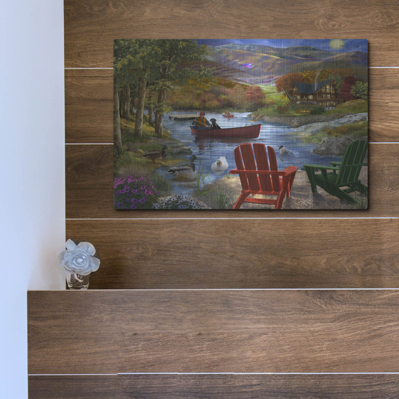 «Lake Life» par Bigelow, illustrations en métal, H 12 po x l 16 po