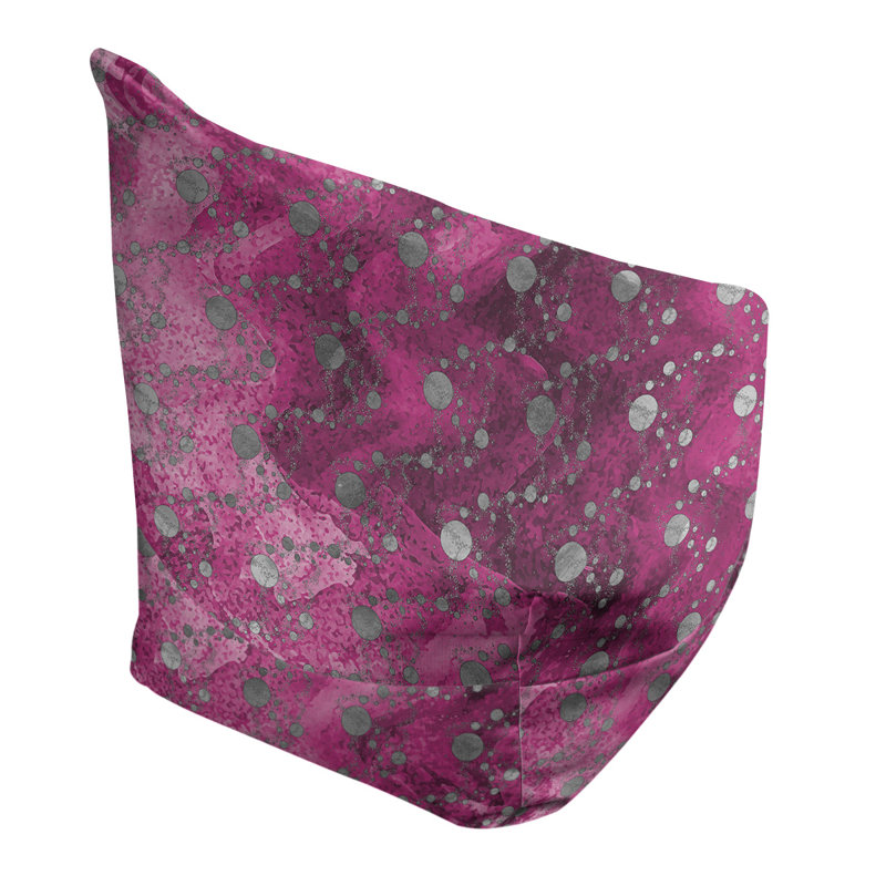 Fauteuil sac de pois Leffel, H 27 po x l 30 po x P 25 po, Pouf fauteuil, Rose / Gris