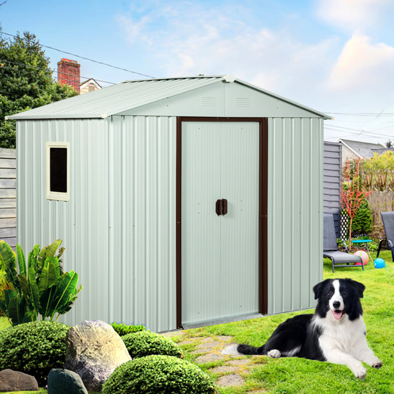 6ft X 5ft Outdoor Metal Shed With Foundation & Rot Resistance Coating - White Extra Sturdiness Feature, White