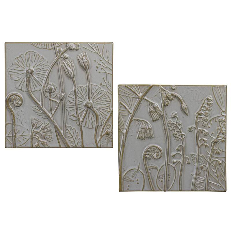 Floral Wall Hangings, Ceramic - Set/2